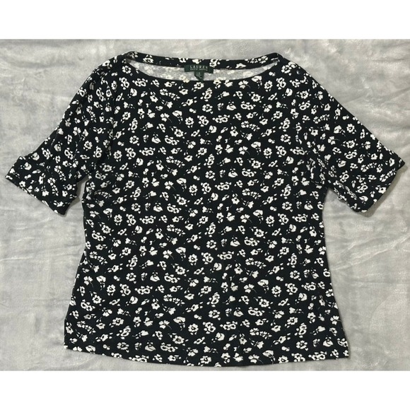 Lauren Ralph Lauren Tops - Lauren Ralph Lauren Floral Print Boatneck Top Petite‎ Short Sleeve - L